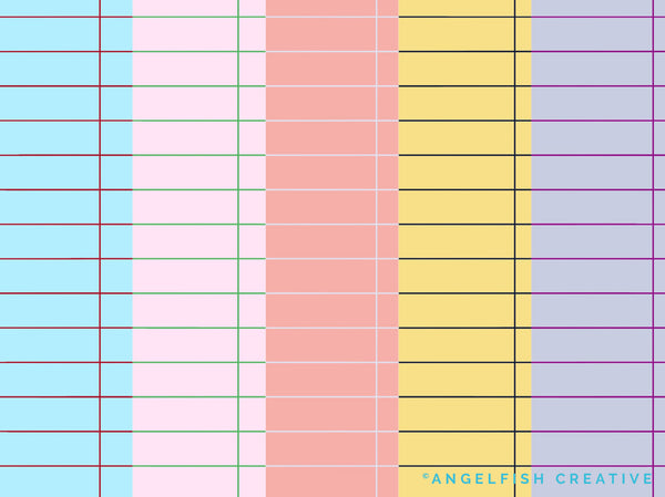 Lined Paper Procreate Brush Set - 40 Seamless Patterns, lined paper in different colours