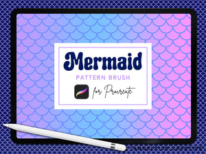 Mermaid Brush for Procreate | Seamless Fish Scales Pattern Brush, title artwork