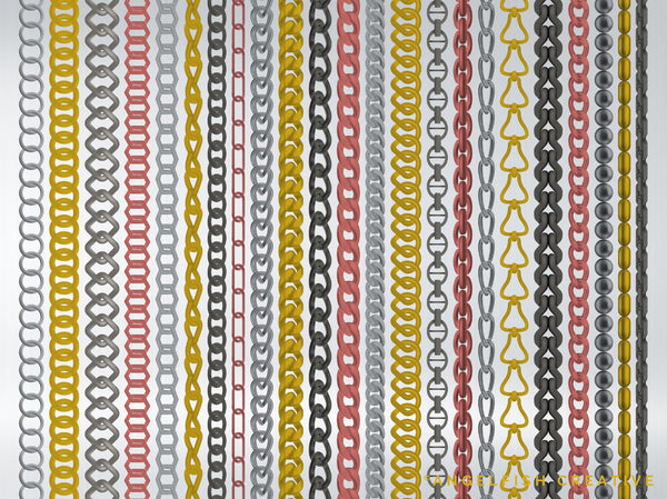 Metal Chains Procreate Brush Set: 50 Jewelry Link Brushes, chains page 1