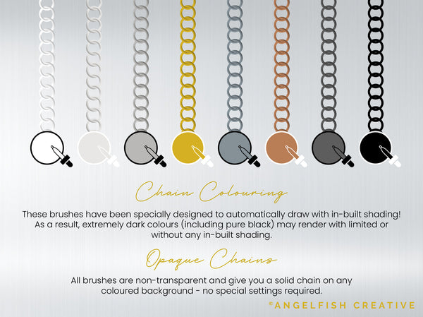 Metal Chains Procreate Brush Set: 50 Jewelry Link Brushes, chain colouring