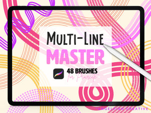 Multi-line Master Brush Set for Procreate | 48 Multiline Monoline Brushes, title