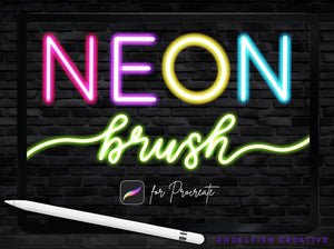 Neon Brush for Procreate | Glowing Light Monoline Lettering Brush, title