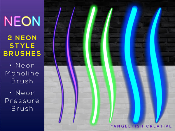 Neon Brush for Procreate | Glowing Light Monoline Lettering Brush, brush styles