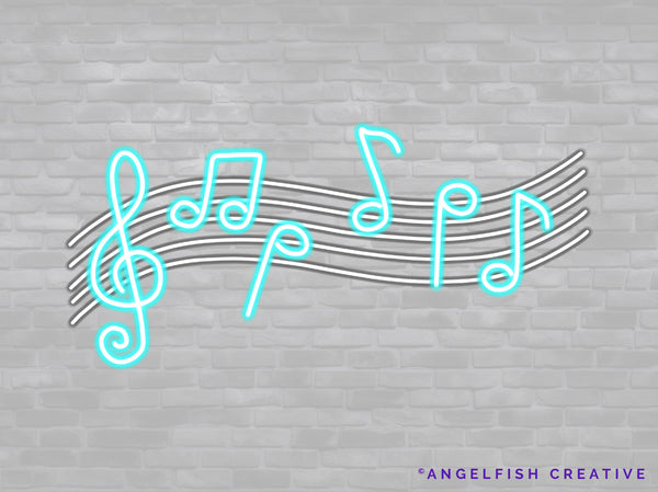 Neon Brush for Procreate | Glowing Light Monoline Lettering Brush, music notes