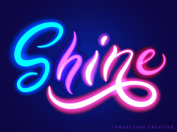 Neon Brush for Procreate | Glowing Light Monoline Lettering Brush, shine lettering