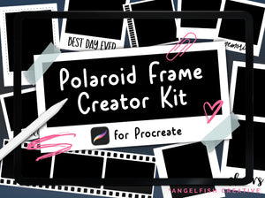 Polaroid Frame Creator Kit for Procreate | Photo Picture Film Strip Frame stamp brush set, title