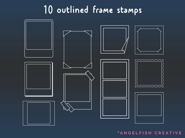 Polaroid Frame Creator Kit for Procreate | Photo Picture Film Strip Frame stamp brush set, outline frame stamps