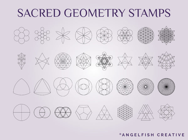 Sacred Geometry Stamp Bundle Procreate Brush Set | 135 Minimalist Geometric Line Stamp Brushes, sacred geometry stamps page 1