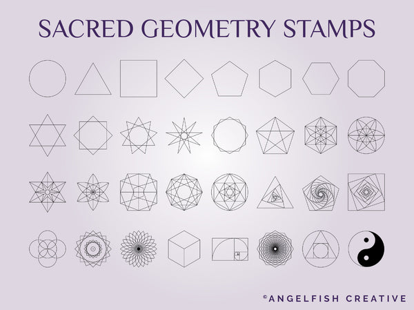 Sacred Geometry Stamp Bundle Procreate Brush Set | 135 Minimalist Geometric Line Stamp Brushes, sacred geometry stamps page 2