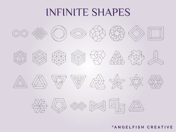 Sacred Geometry Stamp Bundle Procreate Brush Set | 135 Minimalist Geometric Line Stamp Brushes, infinite shapes