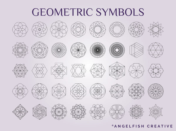 Sacred Geometry Stamp Bundle Procreate Brush Set | 135 Minimalist Geometric Line Stamp Brushes, geometric shapes