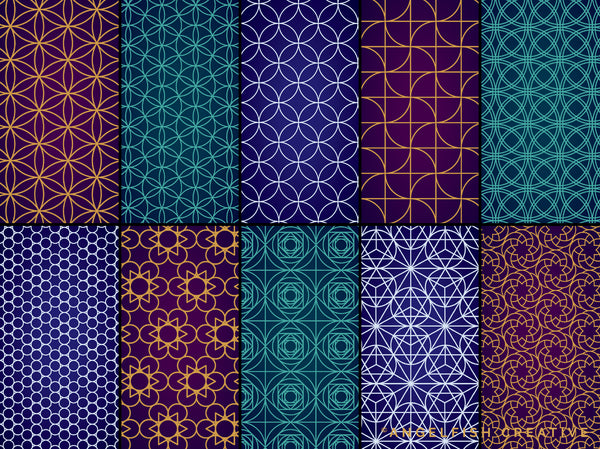 Sacred Geometry Patterns Brush Set for Procreate | 50 seamless line art pattern brushes, patterns page 1