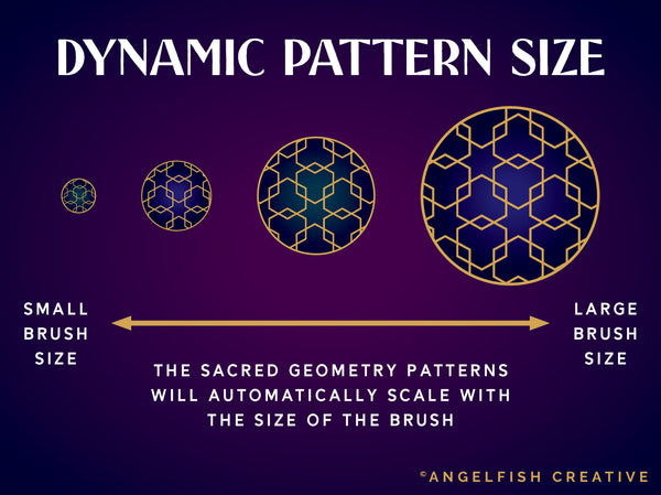 Sacred Geometry Patterns Brush Set for Procreate | 50 seamless line art pattern brushes, dynamic pattern size
