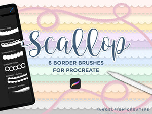 Scallop Border Brushes for Procreate | Scalloped Edge Lace Fringe Brush Set, title