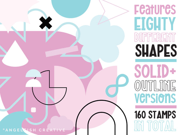 Simple Shapes Procreate Brush Set | 80 Basic Geometric Shape Stamp Brushes, features