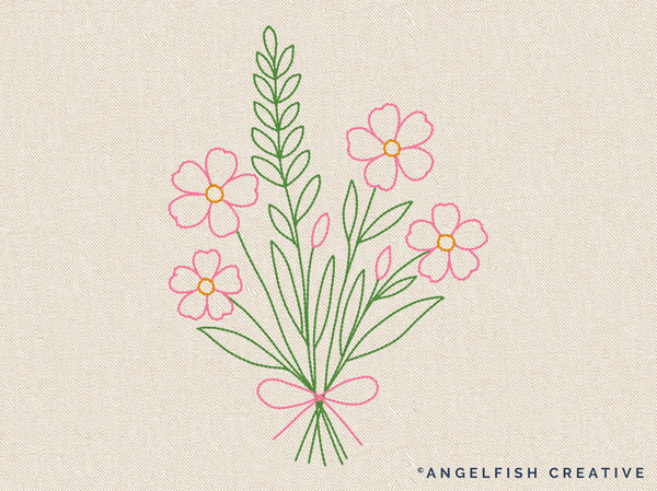 Simple Stitch Procreate Brush Set: basic sewing embroidery thread brushes, stitched floral design