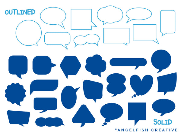 Speech Bubble Stamp Brushes for Procreate | 150 speech word dialogue balloons brush set, brushes page 1