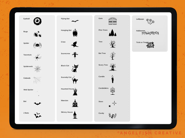 Spooky Stamps Procreate Brush Set: 65 Halloween Stamp Brushes, stamps page 2
