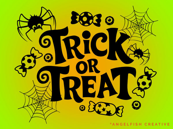 Spooky Stamps Procreate Brush Set: 65 Halloween Stamp Brushes, trick or treat design