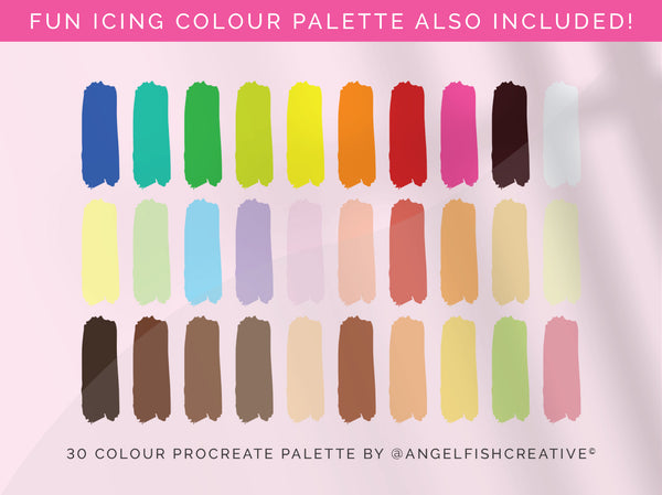 Sprinkles Procreate Brush Set | 31 Brushes + 8 Stamps for sweet cakes, donuts and icecream, bonus color palette