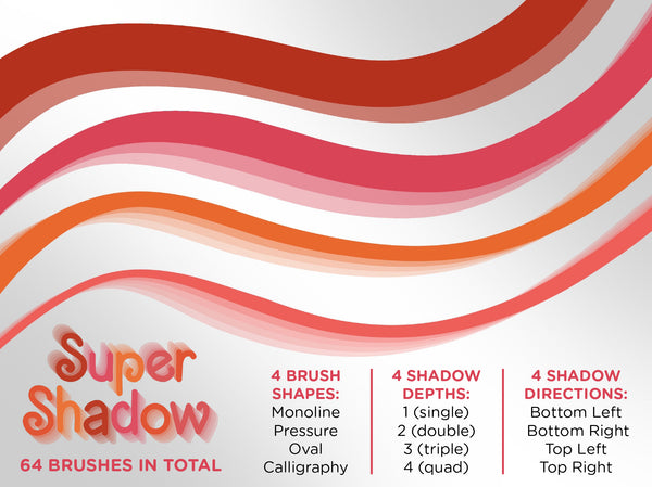 Super Shadow Brush Set for Procreate | 64 Drop Shadow Gradient Line Brushes, brush styles