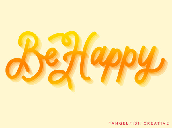 Super Shadow Brush Set for Procreate | 64 Drop Shadow Gradient Line Brushes, be happy lettering