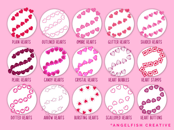 Sweet Hearts Brush Set for Procreate: 60 valentine love brushes, brushes page 1