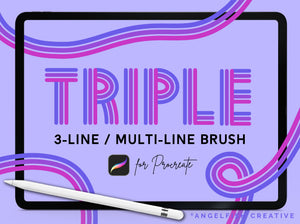 Triple Line Brush for Procreate | 3 Line Multi-line Monoline Brush, title
