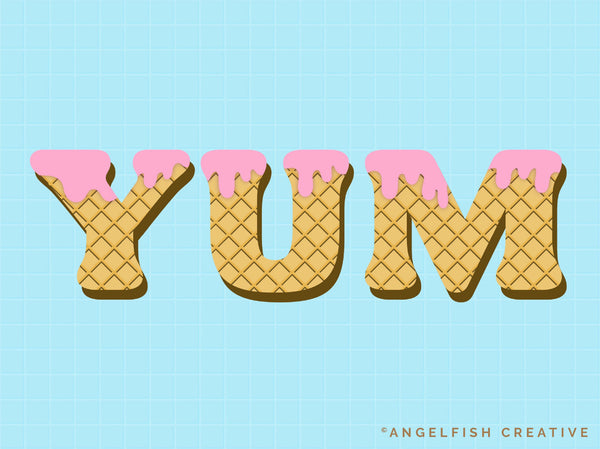 Waffle Pattern Procreate Brush Set | 6 Texture Brushes, square diamond icecream cone, yum icecream lettering