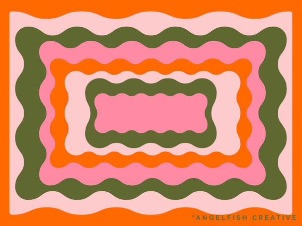 Wavy Shapes Procreate Brush Set | 60 Retro Frame Curved Line Geometric Shape Stamp Brushes, rectangle