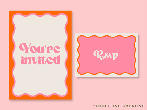 Wavy Shapes Procreate Brush Set | 60 Retro Frame Curved Line Geometric Shape Stamp Brushes, invite