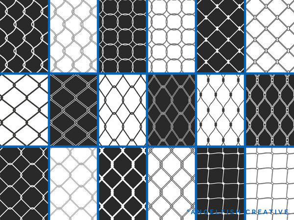 Wire Fence Procreate Brush Set, metal chain link pattern brushes, patterns page 1
