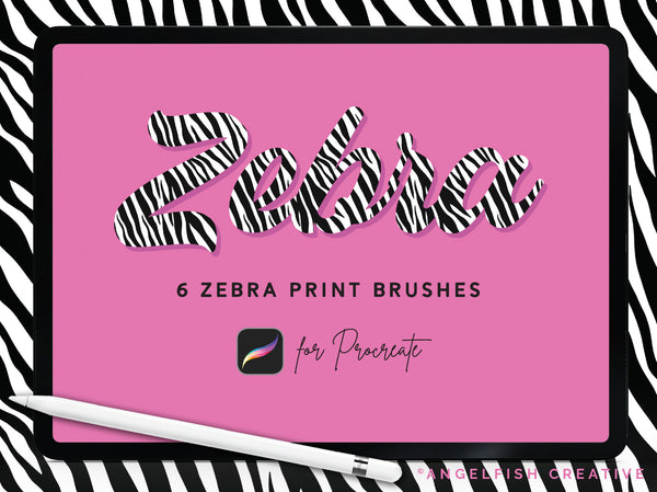 Zebra Print Brush Set for Procreate | 6 Zebra Animal Stripe Print Brushes, title artwork