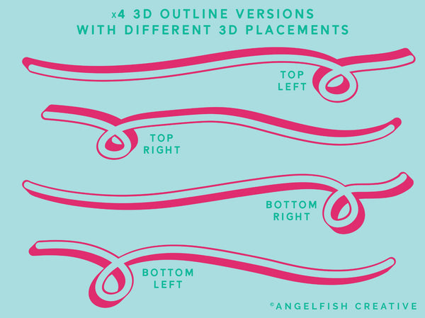 3D Outline Procreate Brush Set | Set of 4 Procreate Brushes for 3D shadow lettering, brush angles