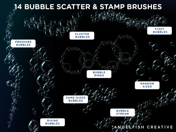 Bubble Procreate Brush Set | 21 Lettering, Scatter & Stamp Bubbles Brushes, scatter & stamp brushes