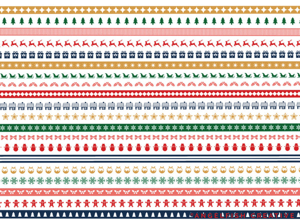 Holiday Border Procreate Brush Set | Set of 20 Christmas Pattern Line Brushes, brush line patterns