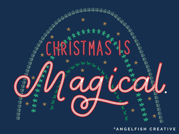 Holiday Border Procreate Brush Set | Set of 20 Christmas Pattern Line Brushes, christmas is magical hand lettering