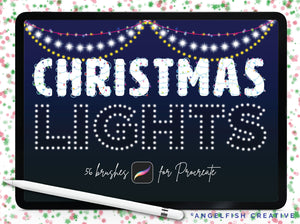 Christmas Lights Procreate Brush Set | 56 Bokeh Sparkle Neon Glow Fairy Light Brushes, title art