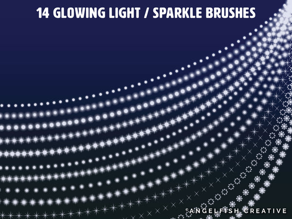 Christmas Lights Procreate Brush Set | 56 Bokeh Sparkle Neon Glow Fairy Light Brushes, glowing light sparkle brushes