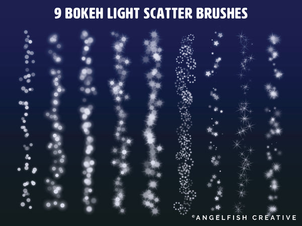 Christmas Lights Procreate Brush Set | 56 Bokeh Sparkle Neon Glow Fairy Light Brushes, bokeh light scatter brushes