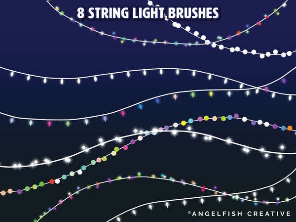 Christmas Lights Procreate Brush Set | 56 Bokeh Sparkle Neon Glow Fairy Light Brushes, string light brushes