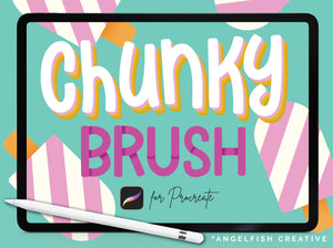 Chunky Brush Set, procreate ipad, monoline square rounded corner lettering brushes, title art
