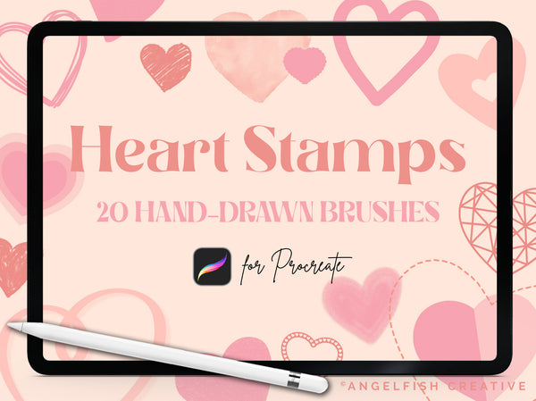 Heart Stamps Brush Set for Procreate | Set of 20 Brushes | Valentines Love Heart Hand-drawn Hearts, title