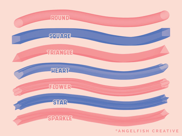 Hollow Brush Set for Procreate | Set of 7 - 3D Tube Lettering Brushes, brush styles