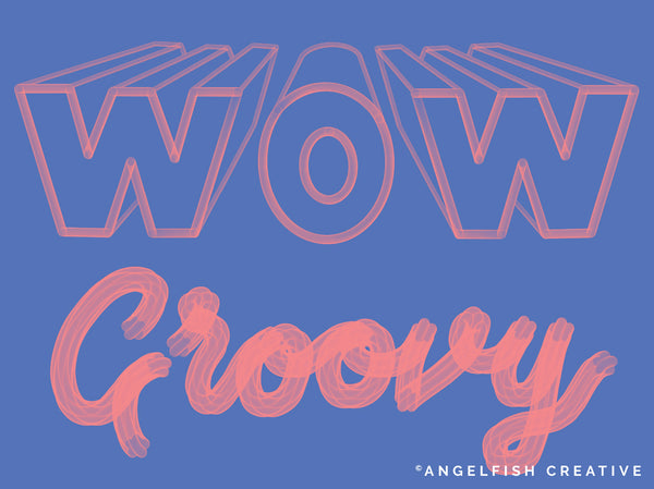 Hollow Brush Set for Procreate | Set of 7 - 3D Tube Lettering Brushes, wow groovy hand lettering