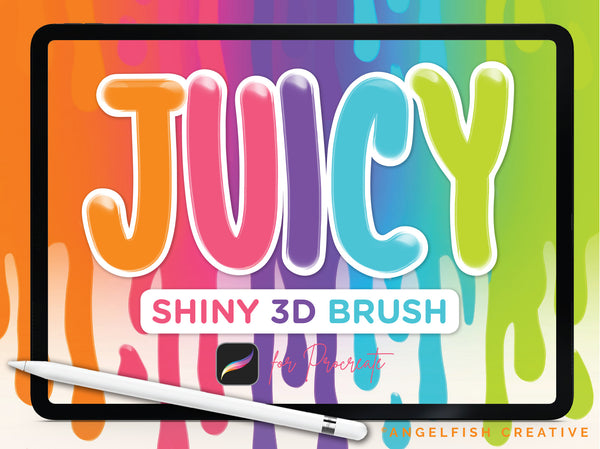 Juicy Brush for Procreate | Shiny 3D Lettering & Drawing Brush, title artwork