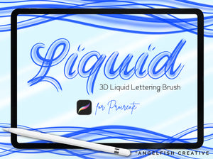 Liquid Brush for Procreate | 3D Lettering Water Stream Watercolour Brush, title artwork