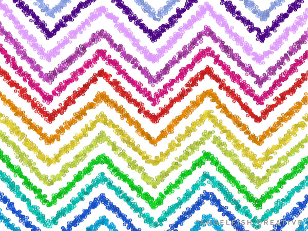 Sequins Brush Set for Procreate | 6 Glitter Sequin Scatter Lettering Brushes, rainbow zig zag chevron pattern