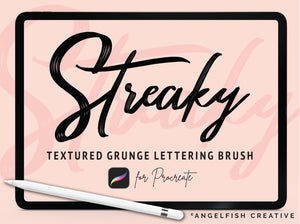 Streaky Brush for Procreate | Grunge Texture Streaks Calligraphy Lettering Brush, title artwork