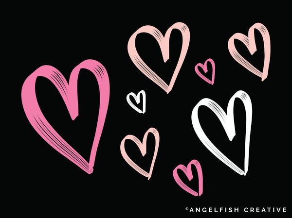 Streaky Brush for Procreate | Grunge Texture Streaks Calligraphy Lettering Brush, streaky hearts